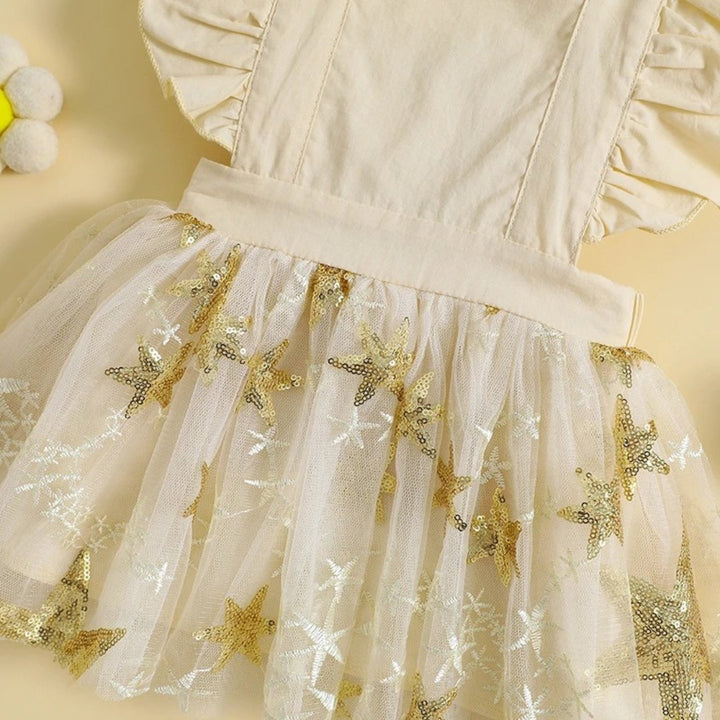 Vestido Bebê Menina com Saia de Tule e Bordado de Estrelas - 6 a 24 Meses - Varialle
