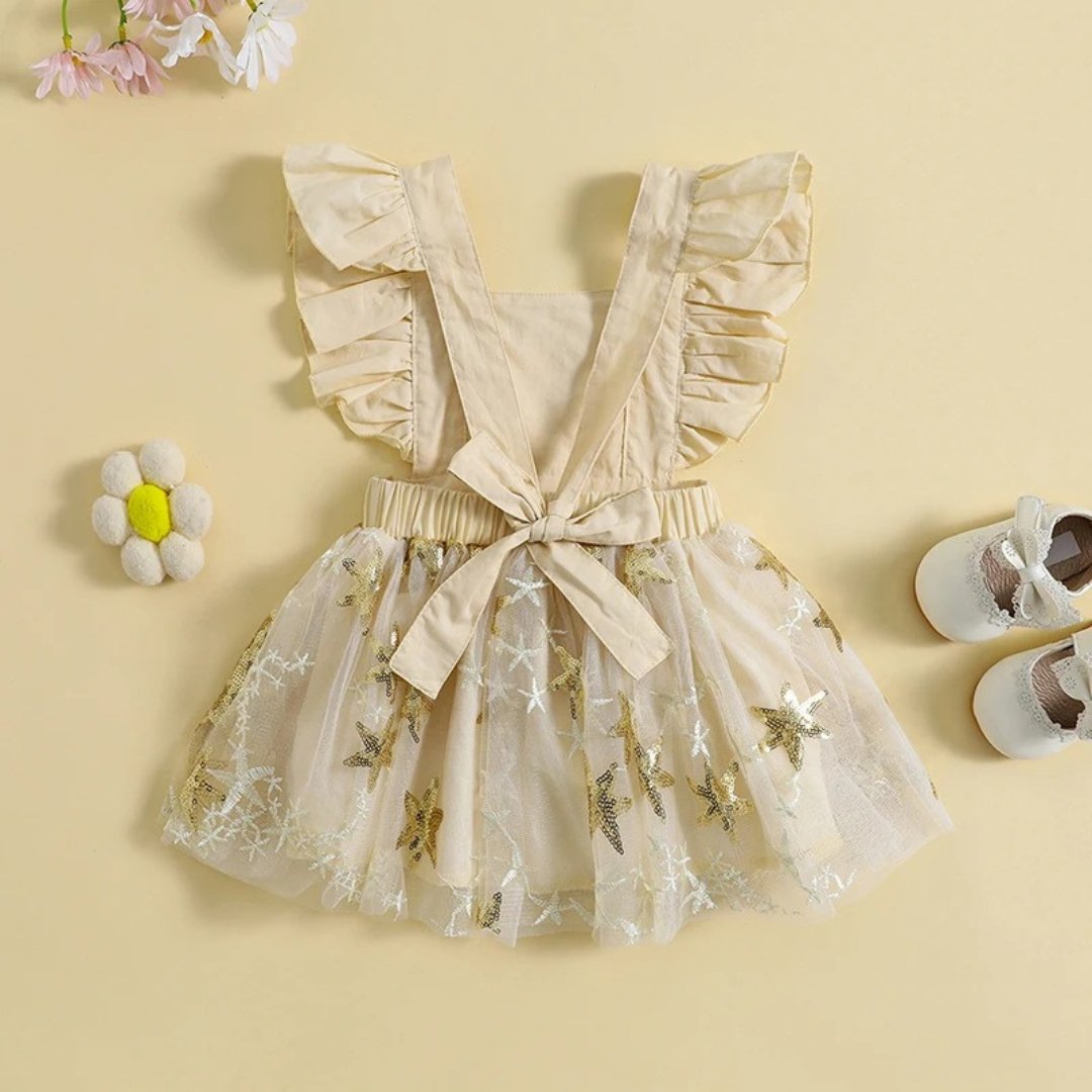 Vestido Bebê Menina com Saia de Tule e Bordado de Estrelas - 6 a 24 Meses - Varialle