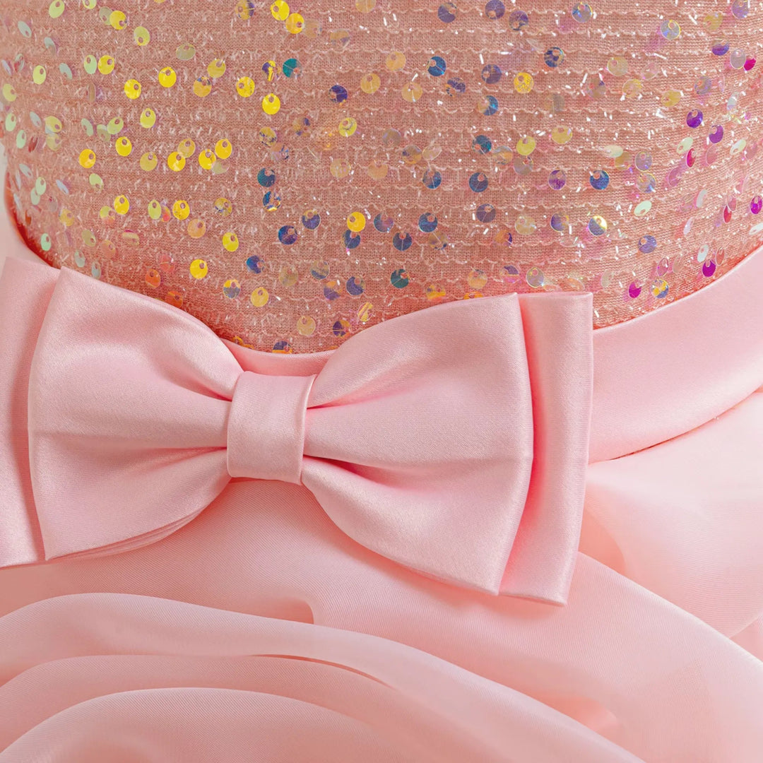 Vestido de Festa Infantil com Lantejoulas e Flores - Varialle