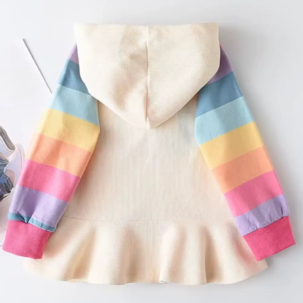 Vestido Infantil Arco - Íris com Capuz - Primavera e Outono - Varialle