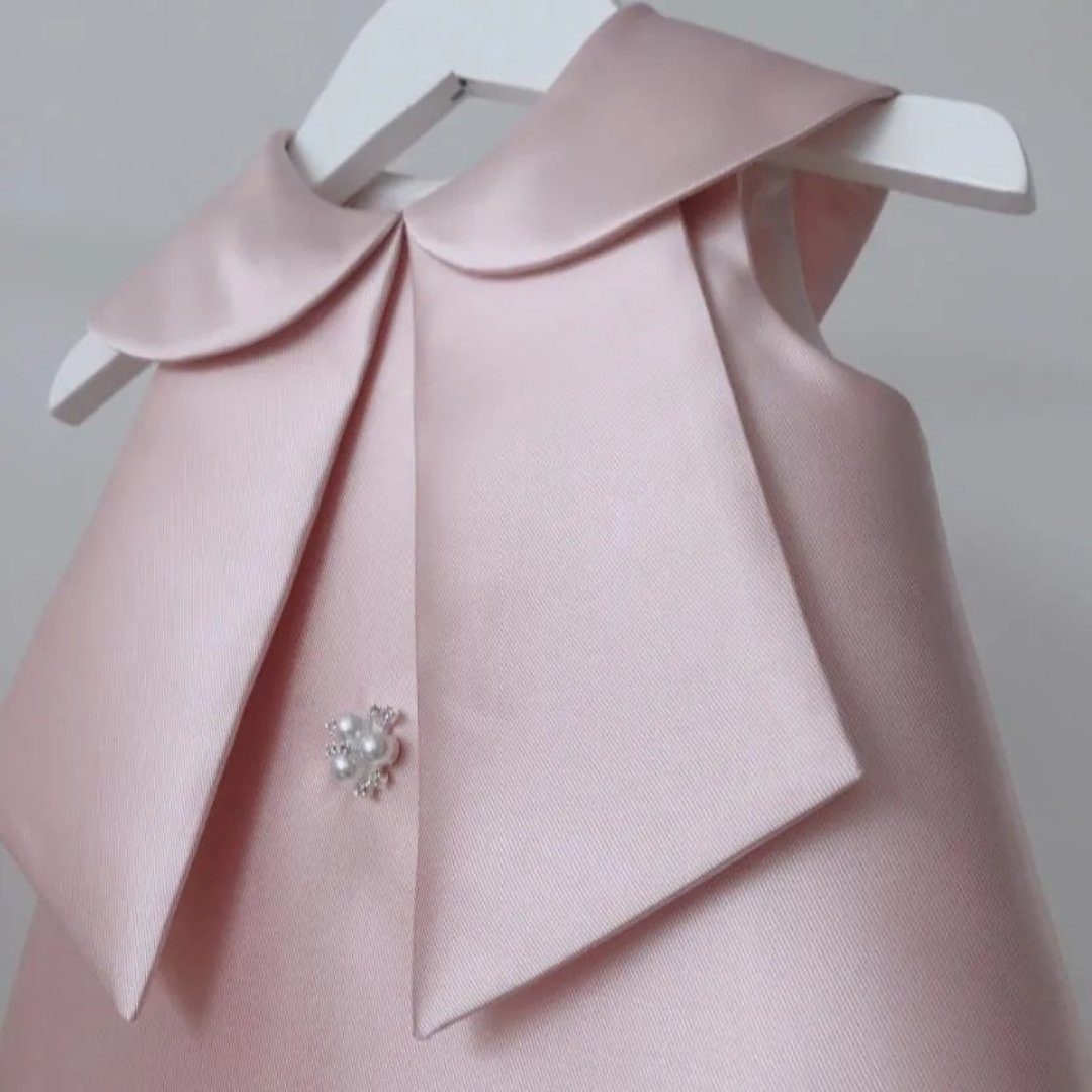 Vestido Infantil de Algodão Acetinado com Pérolas - 12 Meses a 6 Anos - Varialle