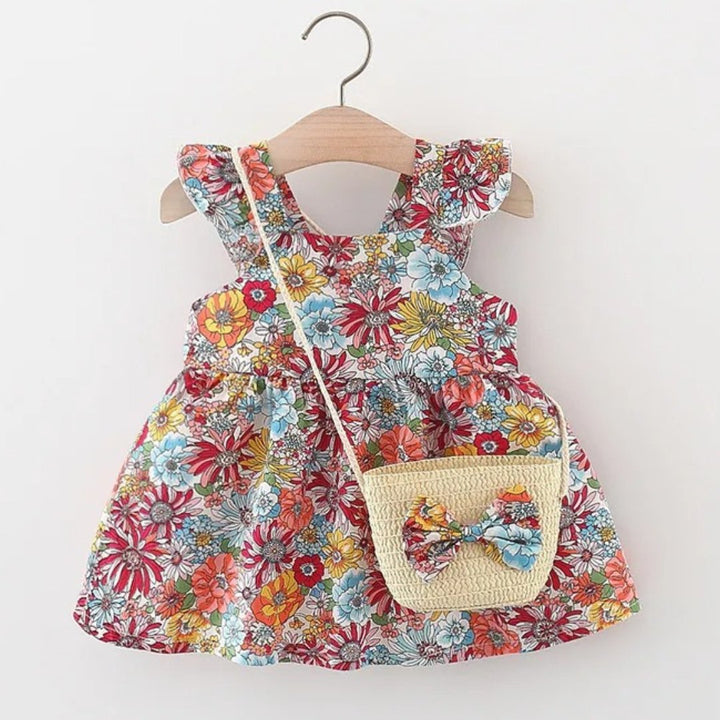 Vestido Infantil em Algodão com Bolsa de Palha - Vestita - Varialle