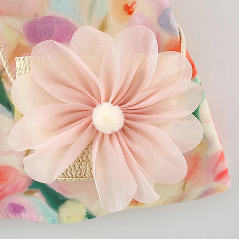 Vestido Infantil Floral Colorido com Bolsa - Varialle