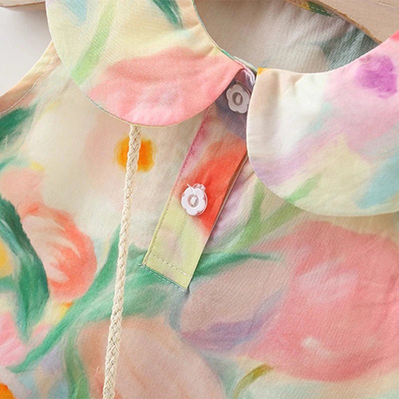 Vestido Infantil Floral Colorido com Bolsa - Varialle