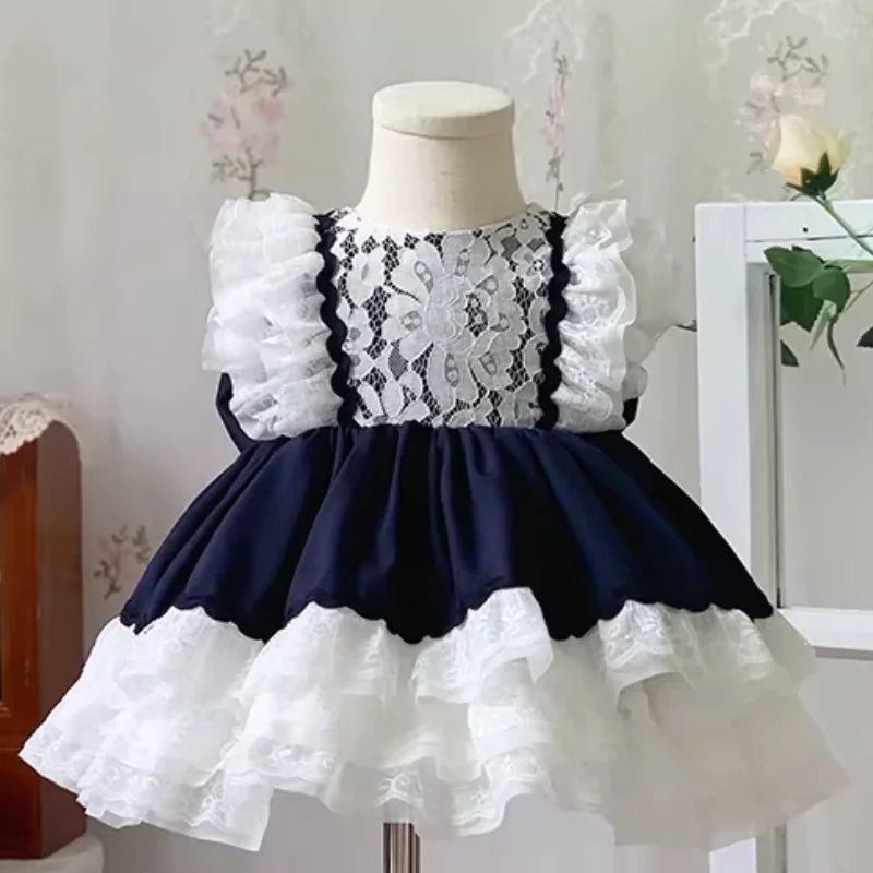 Vestido Infantil Lolita Vintage com Laço 1 a 8 Anos - Varialle