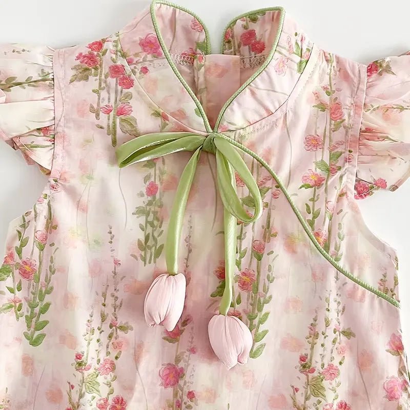 Vestido Infantil Tulipa de Verão com Bordado Delicado 9 Meses a 4 Anos - Varialle