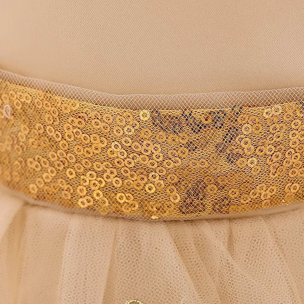Vestido Princesa Dourado com Lantejoulas e Laço - Varialle