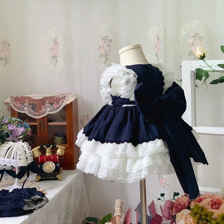 Vestido Infantil Lolita Vintage com Laço 1 a 8 Anos Varialle