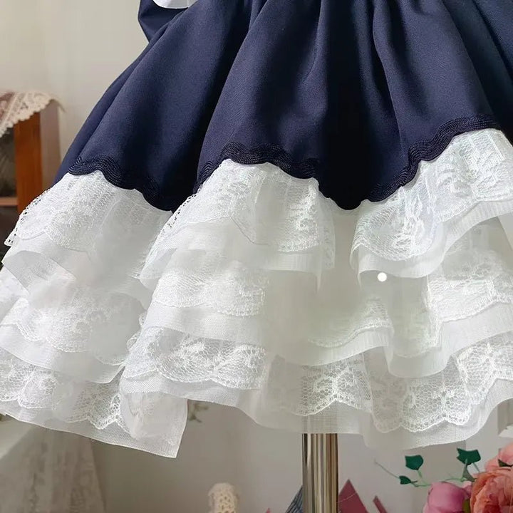 Vestido Infantil Lolita Vintage com Laço 1 a 8 Anos Varialle