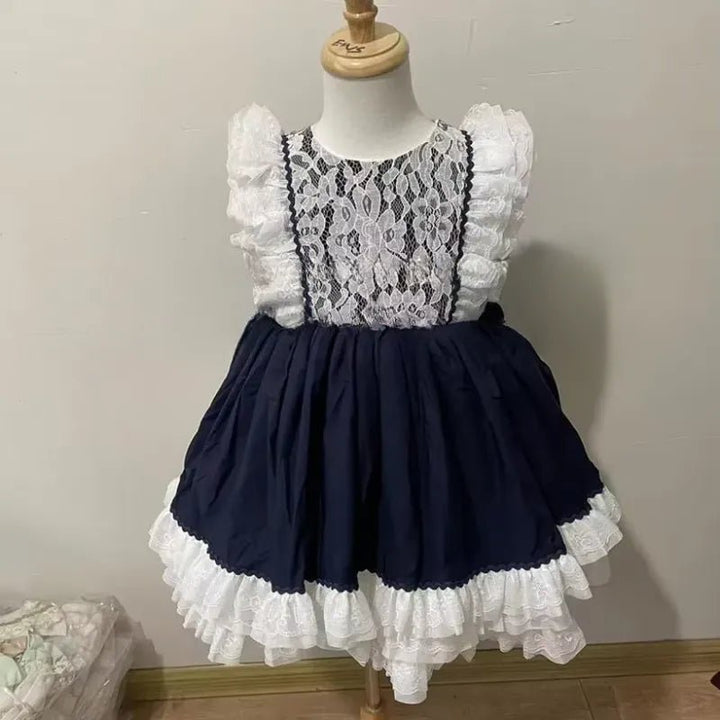 Vestido Infantil Lolita Vintage com Laço 1 a 8 Anos Varialle