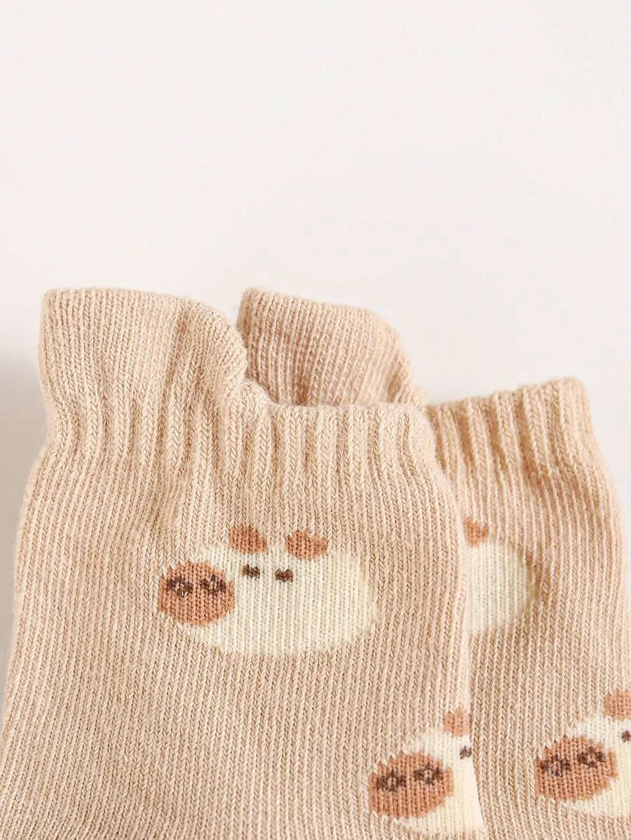 kit com 5 pares de meias antiderrapantes para bebê com estampa de bichinhos coloridos Varialle