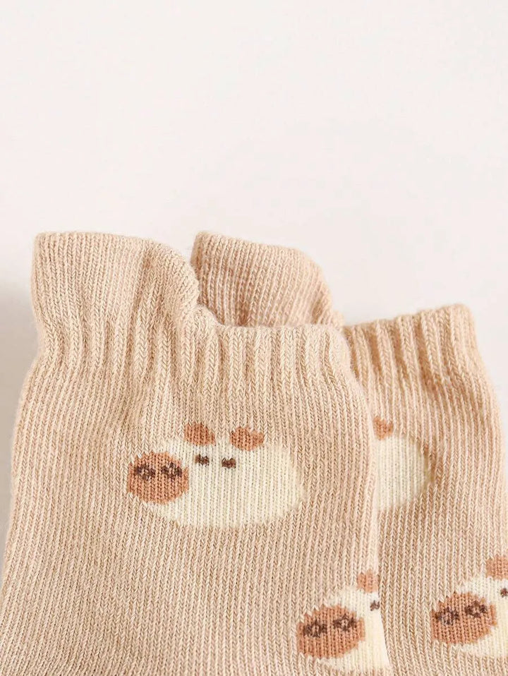 kit com 5 pares de meias antiderrapantes para bebê com estampa de bichinhos coloridos Varialle