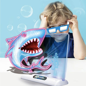 3D Magic Drawing Pad - Prancheta de Desenho com Luz LED e Óculos 3D para Crianças - Varialle