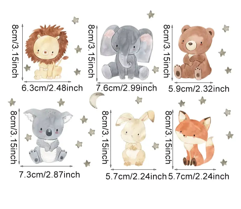 Adesivos de Parede Infantil Animais Fofos Leve 6 Pague 5 Varialle