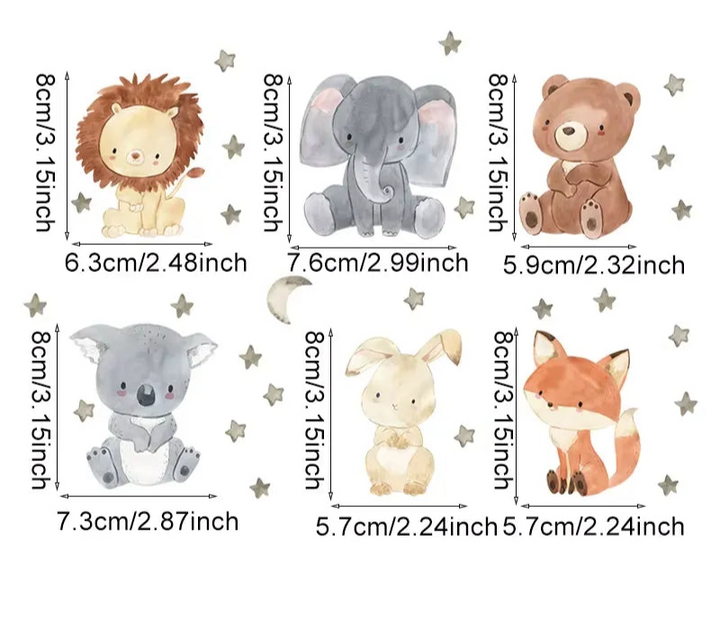 Adesivos de Parede Infantil Animais Fofos Leve 6 Pague 5 Varialle