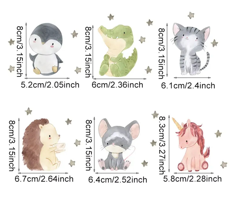 Adesivos de Parede Infantil Animais Fofos Leve 6 Pague 5 Varialle