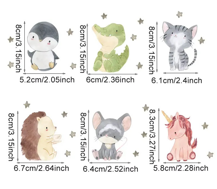 Adesivos de Parede Infantil Animais Fofos Leve 6 Pague 5 Varialle