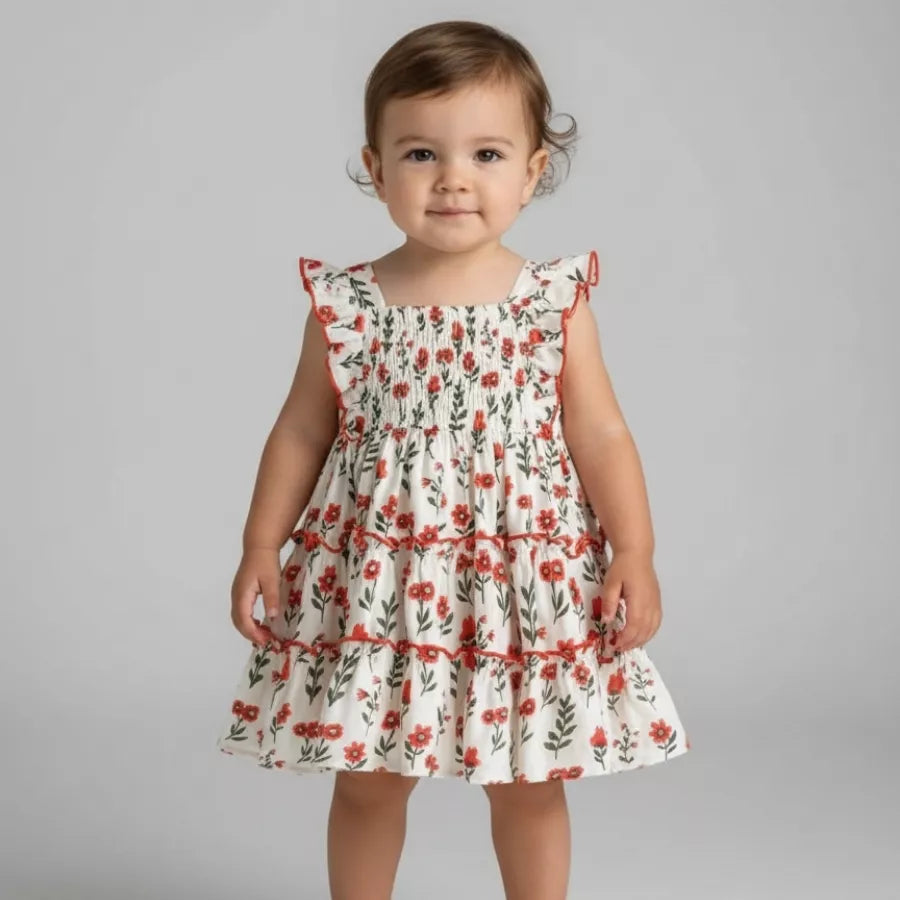 Vestido Infantil Encanto Floral 6M a 3A - Ideal Para o Verão