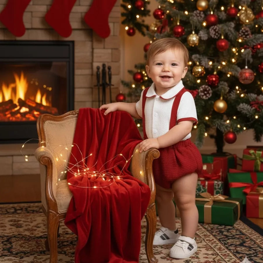 Conjunto Infantil Masculino Lord 1-18M - Camisa Polo e Bermuda Suspensório