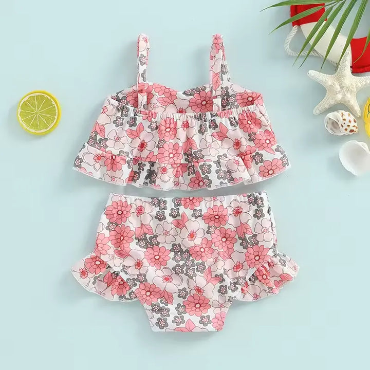 Biquíni Infantil Ombro a Ombro com Babados 6 Meses a 3 Anos