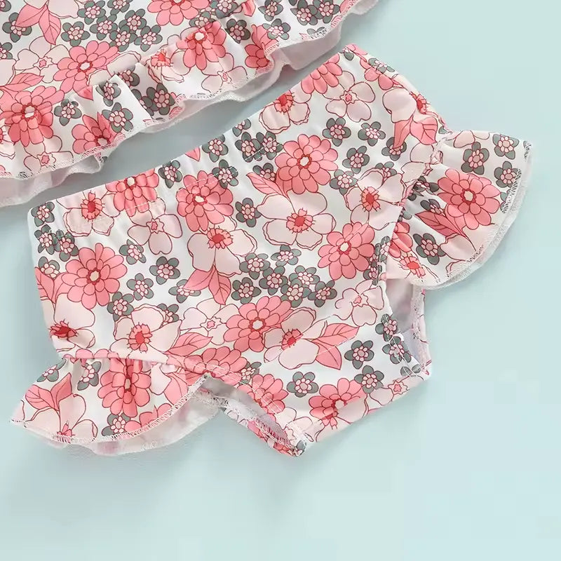 Biquíni Infantil Ombro a Ombro com Babados 6 Meses a 3 Anos