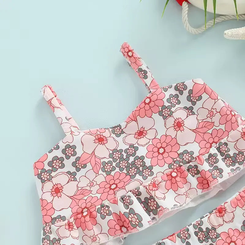 Biquíni Infantil Ombro a Ombro com Babados 6 Meses a 3 Anos