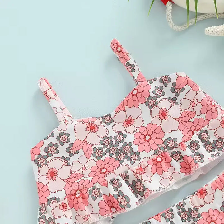 Biquíni Infantil Ombro a Ombro com Babados 6 Meses a 3 Anos