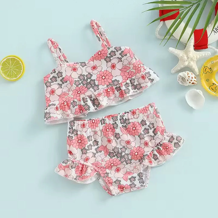 Biquíni Infantil Ombro a Ombro com Babados 6 Meses a 3 Anos