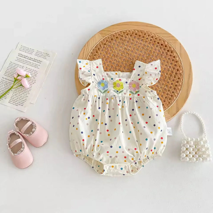 Body Bebê Menina em Algodão com Bordado Floral 3 a 24 Meses - Varialle