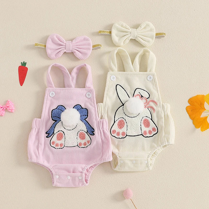 Body Infantil Coelhinho com Pompom e Headband 0 a 18 Meses Varialle