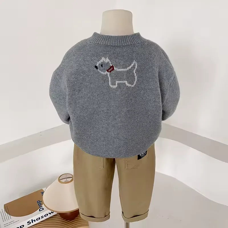 Cardigan Infantil Masculino Tricô Cachorrinhos 18M a 8A
