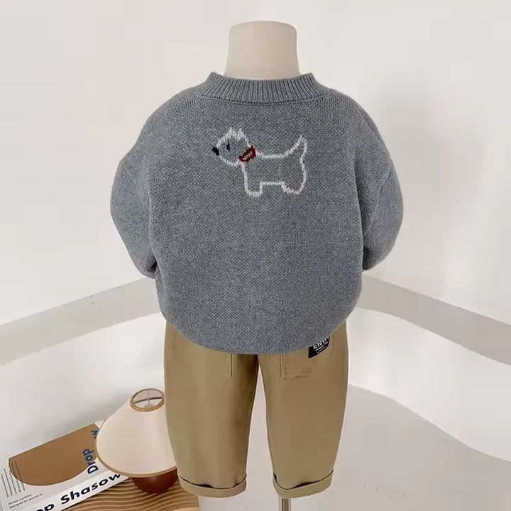 Cardigan Infantil Masculino Tricô Cachorrinhos 18M a 8A