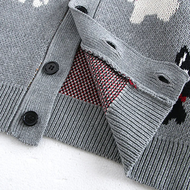 Cardigan Infantil Masculino Tricô Cachorrinhos 18M a 8A