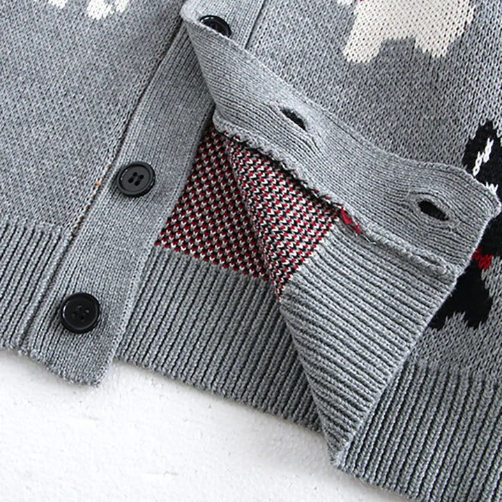 Cardigan Infantil Masculino Tricô Cachorrinhos 18M a 8A