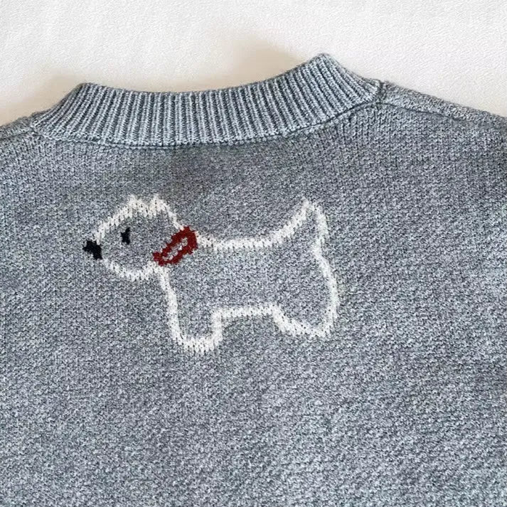 Cardigan Infantil Masculino Tricô Cachorrinhos 18M a 8A