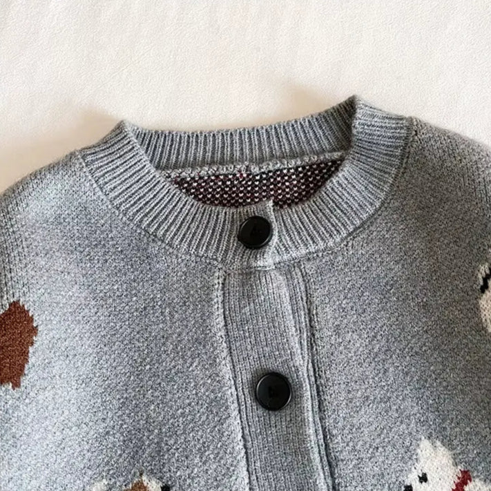 Cardigan Infantil Masculino Tricô Cachorrinhos 18M a 8A