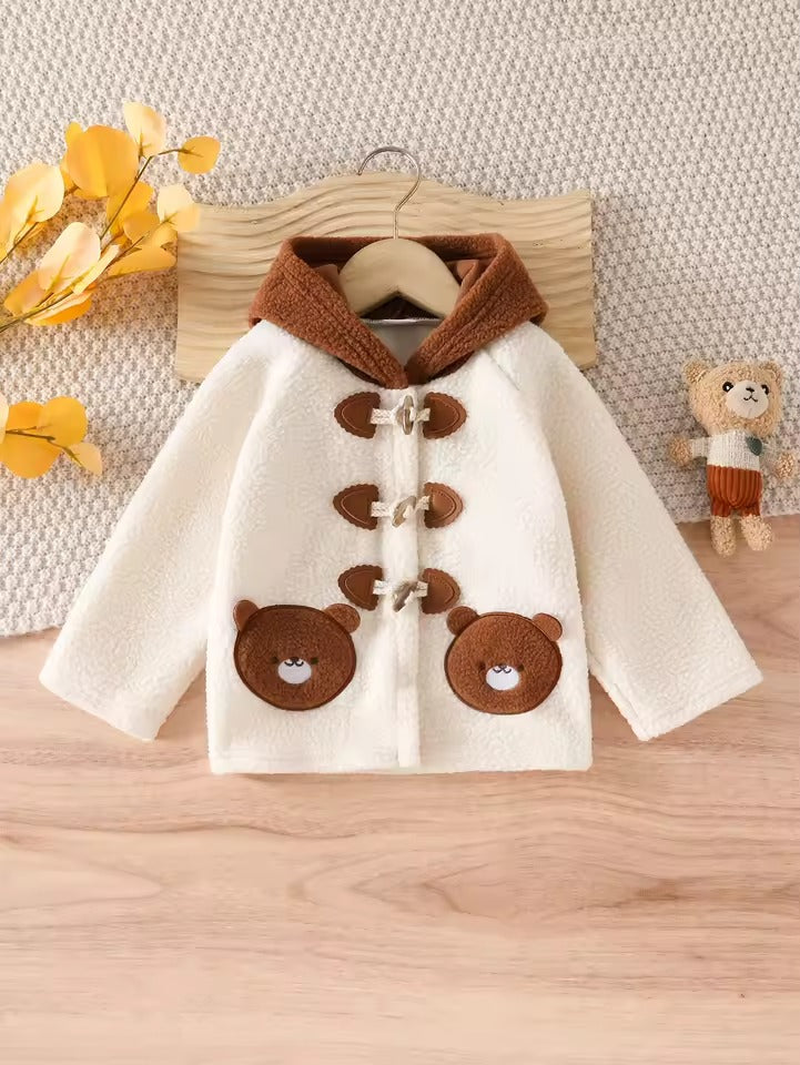 Casaco Infantil de Inverno Ursinho com Capuz 9M a 5A