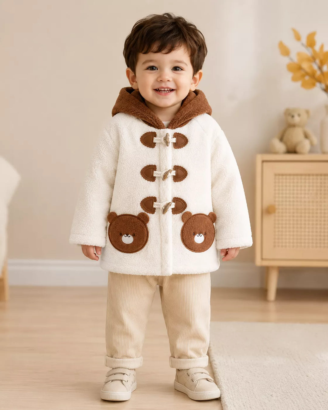 Casaco Infantil de Inverno Ursinho com Capuz 9M a 5A