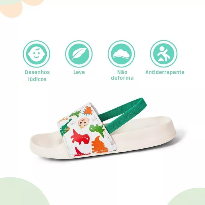 Chinelo Infantil Masculino com Estampa de Dinossauros – Leve, Antiderrapante e Confortável