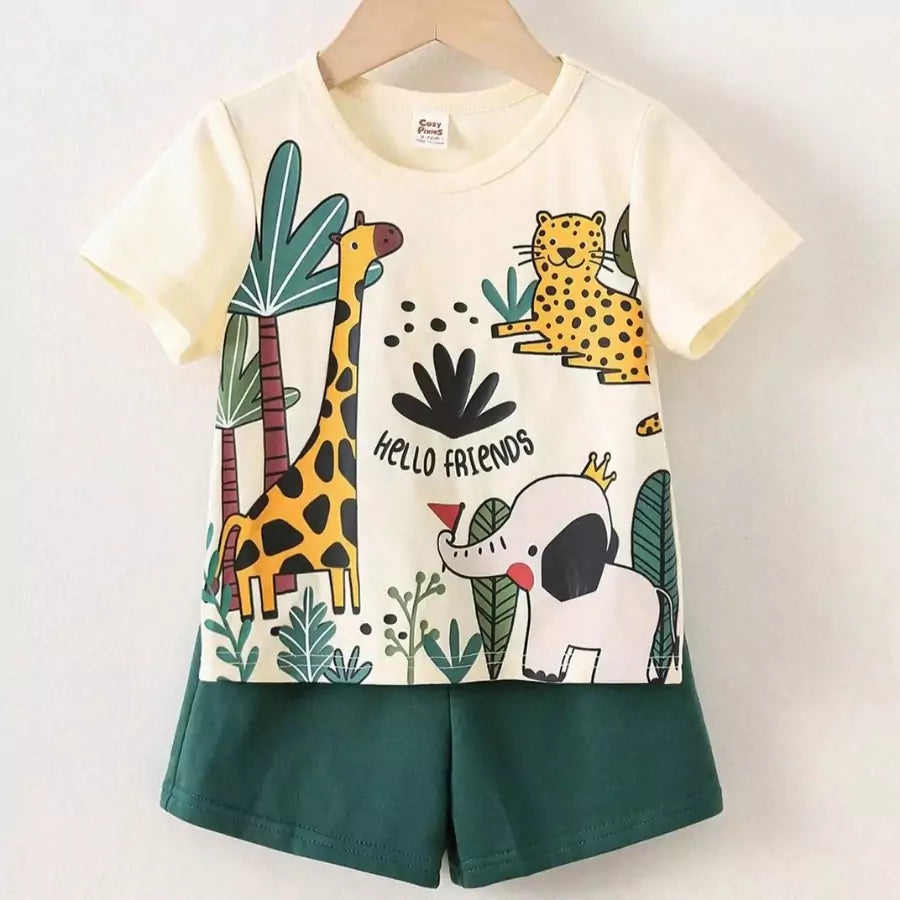 Conjunto Infantil Masculino Amigos da Selva 6 Meses a 3 Anos