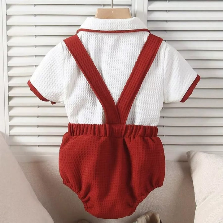 Conjunto Infantil Masculino Lord 1-18M - Camisa Polo e Bermuda Suspensório