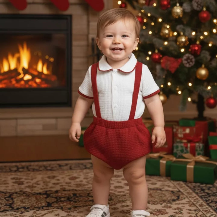 Conjunto Infantil Masculino Lord 1-18M - Camisa Polo e Bermuda Suspensório