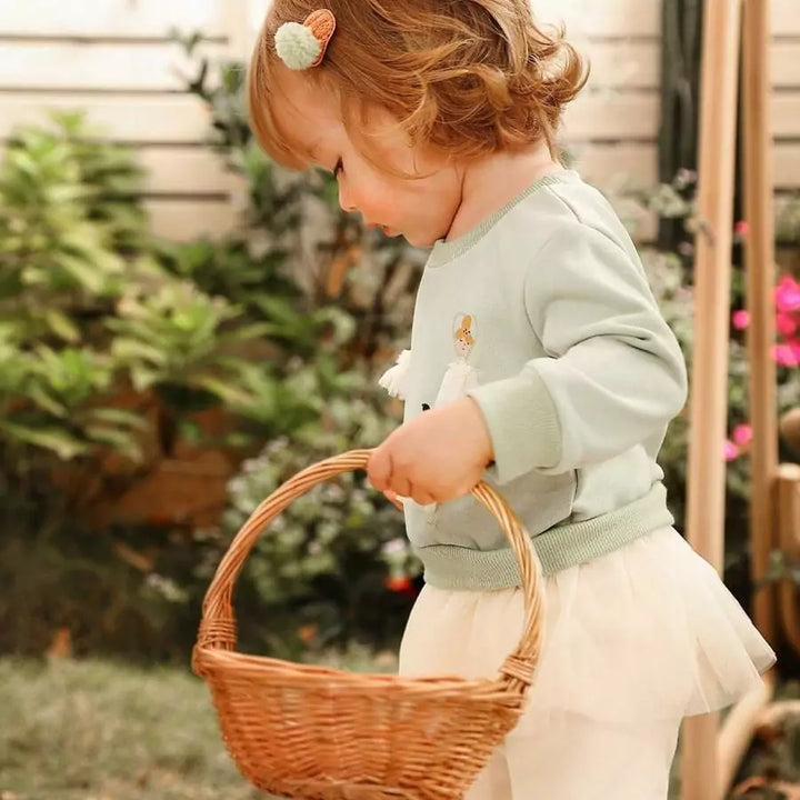 Conjunto Infantil Moletom com Tule e Estampa Bailarina 6M a 3A