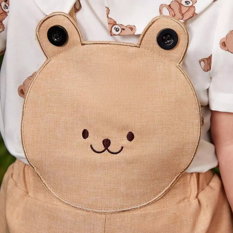 Conjunto Infantil Ursinho Explorador com Suspensório e Chapéu 6M a 3A