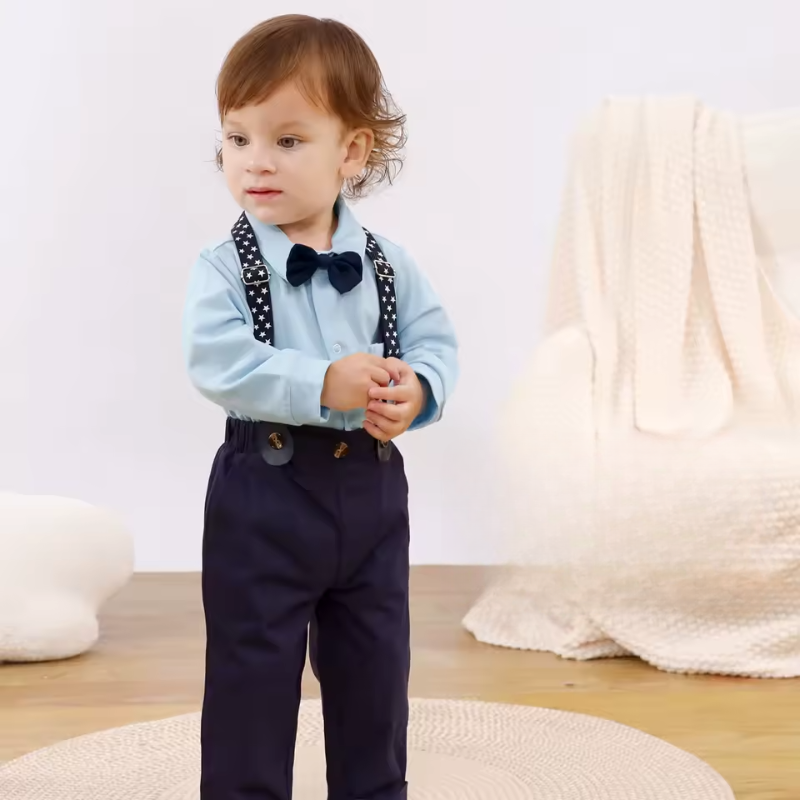 Conjunto Infantil Social - Príncipe Azulinho Elegante 3 a 24 Meses, Varialle