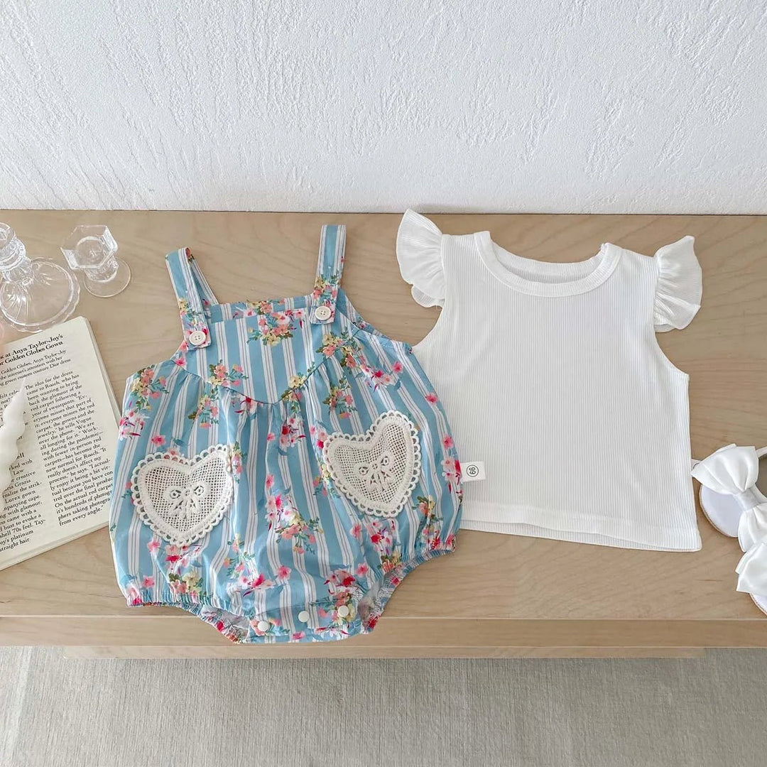 Conjunto Bebê Floral Floresce em Algodão – Macacão e Blusa 3 a 24 Meses Varialle 