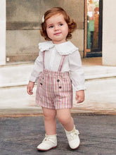 Conjunto Bebê Menina Camisa Shorts Suspensório 6 Meses a 3 Anos Varialle