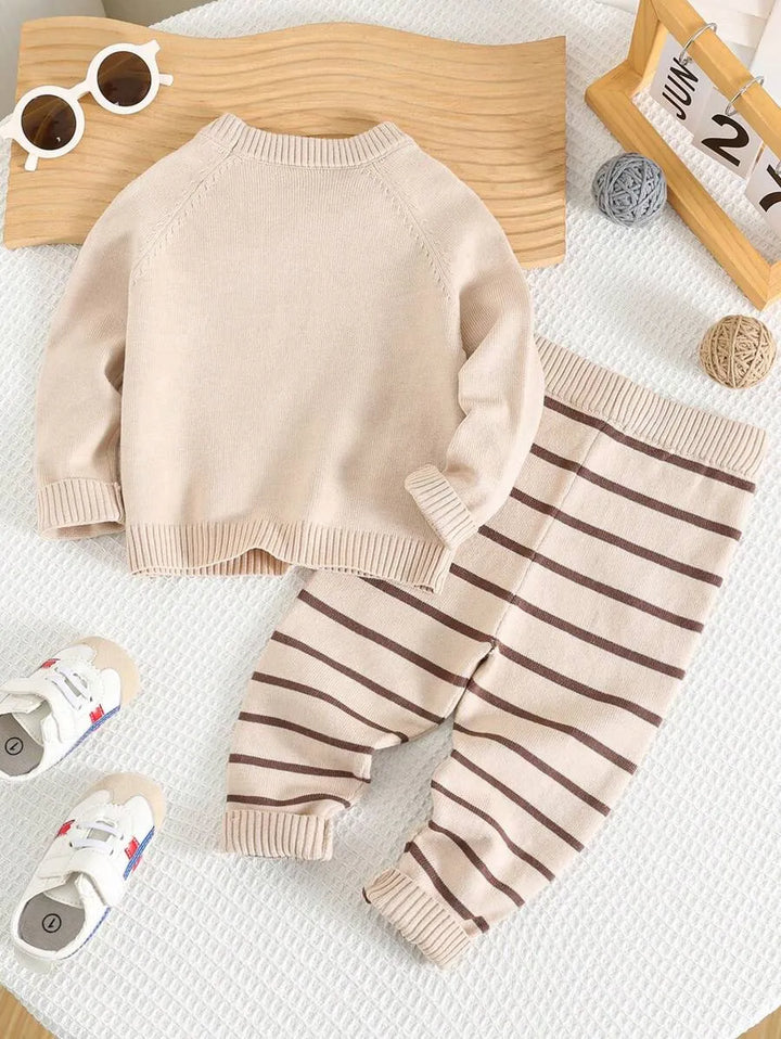 Conjunto Bebê Menino Tricô Cavalinho Calça Listrada 6 Meses a 3 Anos Varialle