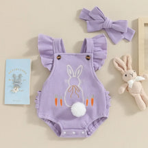 Conjunto Body Bebê Menina Coelho com Pompom e Headband 0 a 18 Meses Varialle