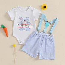 Conjunto Infantil Body Coelhinho com Suspensório 0 a 18 Meses Varialle
